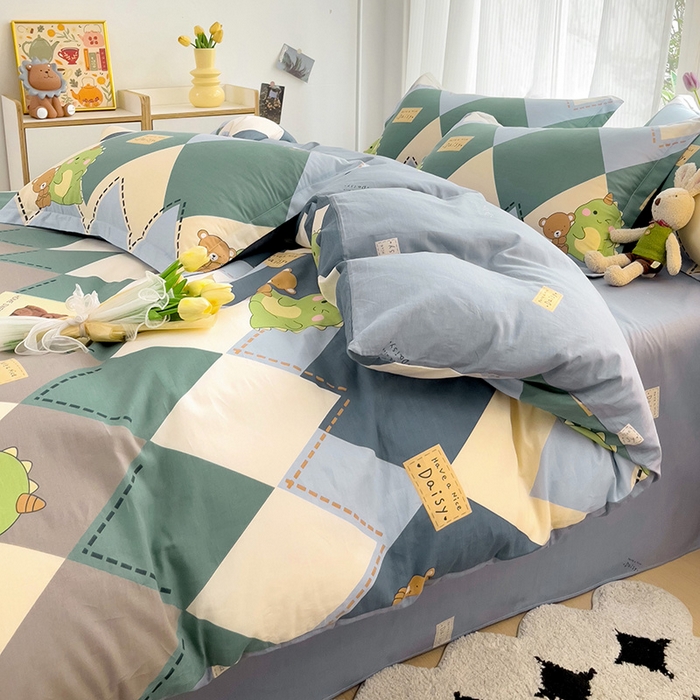 91家纺网 家纺一手货源 找家纺 依庭 2025春夏新款12868全棉纯棉印花卡通系列单被套 被套单件 罗微