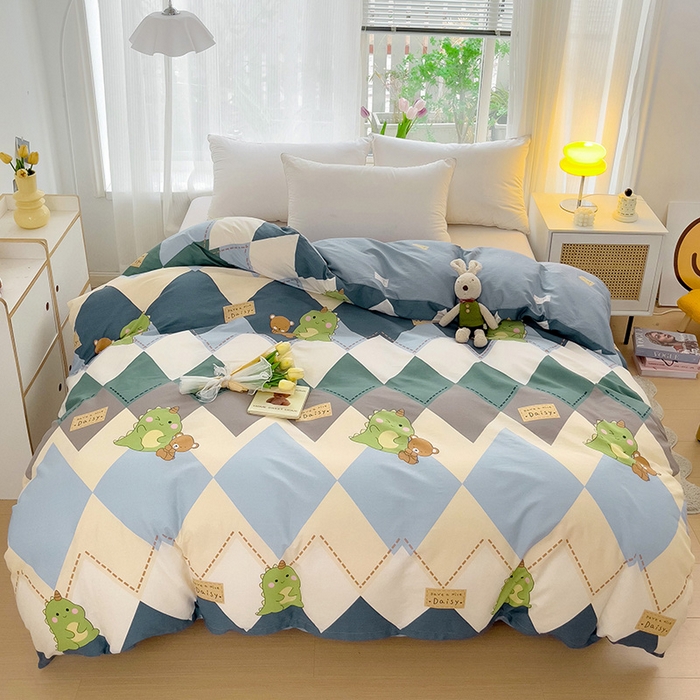 91家纺网 家纺一手货源 找家纺 依庭 2025春夏新款12868全棉纯棉印花卡通系列单被套 被套单件 罗微