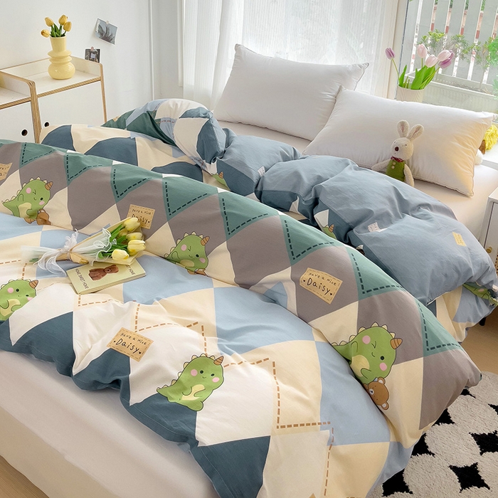 91家纺网 家纺一手货源 找家纺 依庭 2025春夏新款12868全棉纯棉印花卡通系列单被套 被套单件 罗微