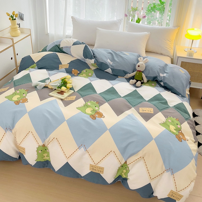 91家纺网 家纺一手货源 找家纺 依庭 2025春夏新款12868全棉纯棉印花卡通系列单被套 被套单件 罗微