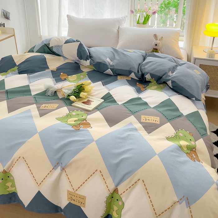 91家纺网 家纺一手货源 找家纺 依庭 2025春夏新款12868全棉纯棉印花卡通系列单被套 被套单件 罗微