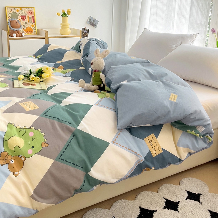 91家纺网 家纺一手货源 找家纺 依庭 2025春夏新款12868全棉纯棉印花卡通系列单被套 被套单件 罗微