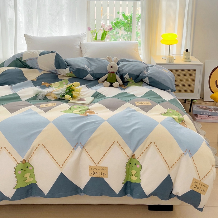 91家纺网 家纺一手货源 找家纺 依庭 2025春夏新款12868全棉纯棉印花卡通系列单被套 被套单件 罗微