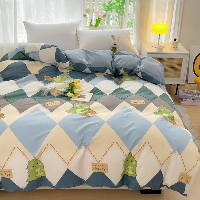 91家纺网 家纺一手货源 找家纺 依庭 2025春夏新款12868全棉纯棉印花卡通系列单被套 被套单件 罗微