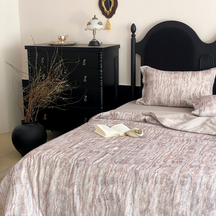 91家纺网 家纺一手货源 找家纺 （总）赫帛 2025新款60支全棉双层纱夏被-云屿沁棕