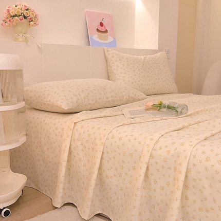 DoDo 兜兜 2025新款全棉纯棉小温暖双层纱系列单床单【可定做尺寸】 邂逅-黄