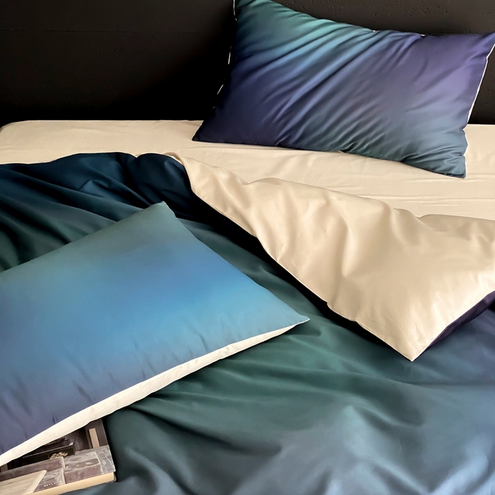 91家纺网 家纺一手货源 找家纺 （总）赫帛 2025新款50s缎纹数码印花长绒棉四件套-只此青绿（风格二）