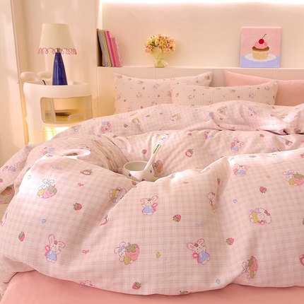 DoDo 兜兜 2025新款全棉纯棉小温暖双层纱系列单被套【可定做尺寸】 格子兔