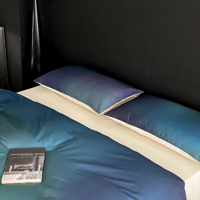 91家纺网 家纺一手货源 找家纺 （总）赫帛 2025新款50s缎纹数码印花长绒棉四件套-只此青绿（风格二）