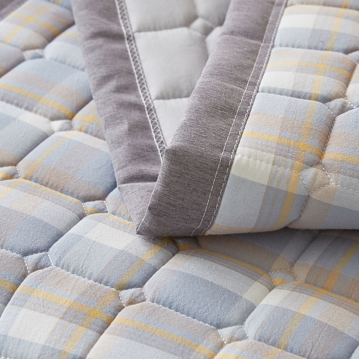 91家纺网 家纺一手货源 找家纺 暖季家纺 2025新款A类水洗棉学生絮叠床护垫 絮叠床护垫-简兮蓝