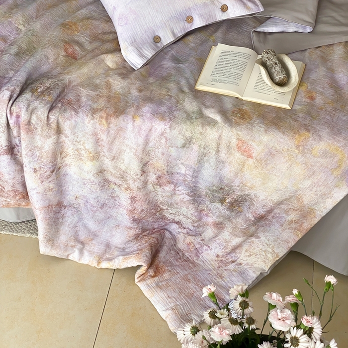 91家纺网 家纺一手货源 找家纺 （总）赫帛 2025新款60支全棉双层纱夏被-暮霭琉璃