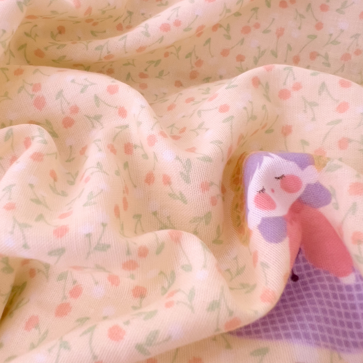 91家纺网 家纺一手货源 找家纺 DoDo 兜兜 2025新款全棉纯棉小温暖双层纱系列单床单【可定做尺寸】 春日女孩