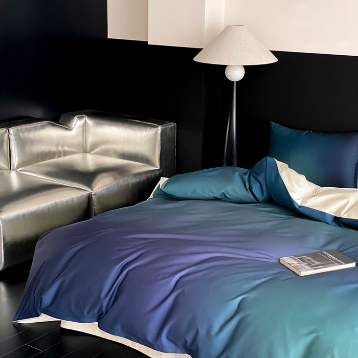 91家纺网 家纺一手货源 找家纺 （总）赫帛 2025新款50s缎纹数码印花长绒棉四件套-只此青绿（风格二）