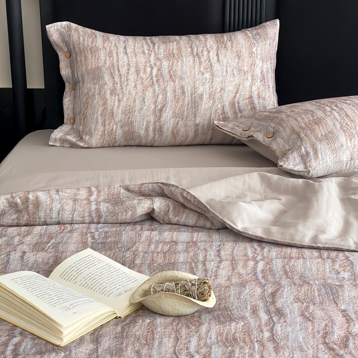 91家纺网 家纺一手货源 找家纺 （总）赫帛 2025新款60支全棉双层纱夏被-云屿沁棕