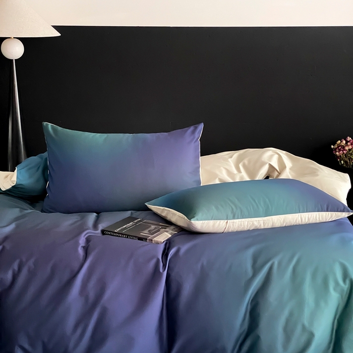 91家纺网 家纺一手货源 找家纺 （总）赫帛 2025新款50s缎纹数码印花长绒棉四件套-只此青绿（风格二）