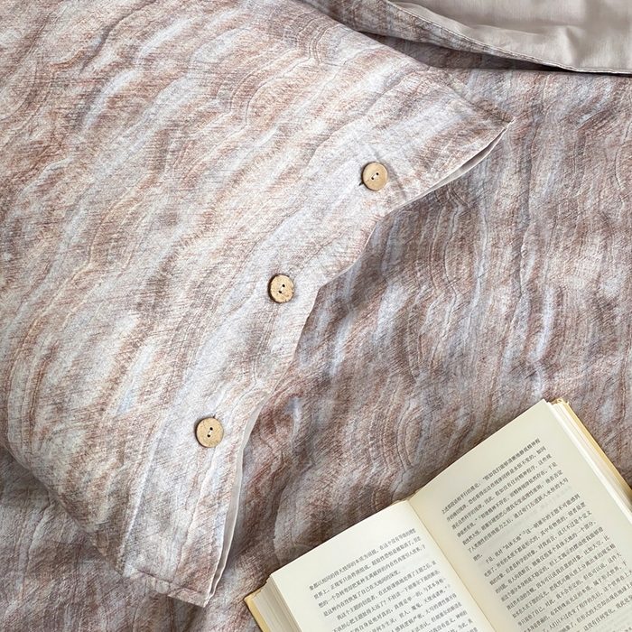 91家纺网 家纺一手货源 找家纺 （总）赫帛 2025新款60支全棉双层纱夏被-云屿沁棕