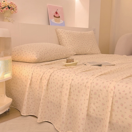 DoDo 兜兜 2025新款全棉纯棉小温暖双层纱系列单床单【可定做尺寸】 邂逅-粉