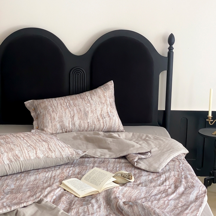 91家纺网 家纺一手货源 找家纺 （总）赫帛 2025新款60支全棉双层纱夏被-云屿沁棕