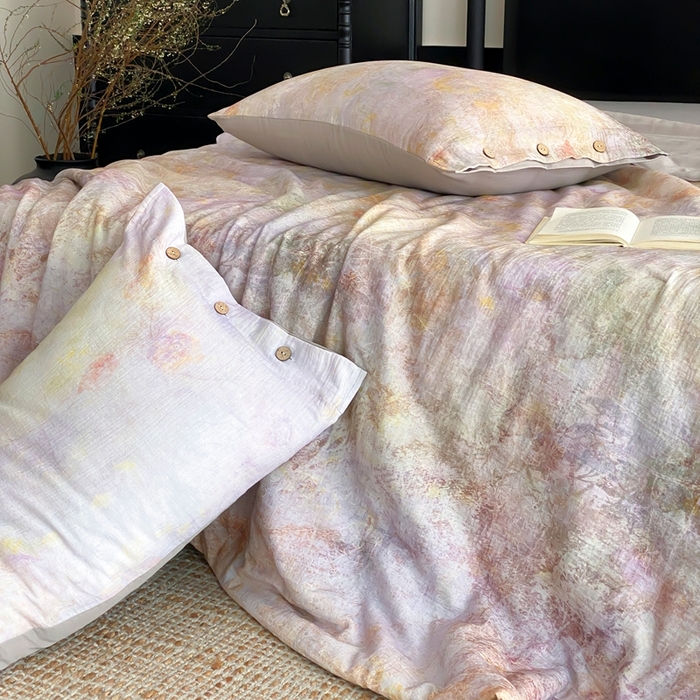 91家纺网 家纺一手货源 找家纺 （总）赫帛 2025新款60支全棉双层纱夏被-暮霭琉璃