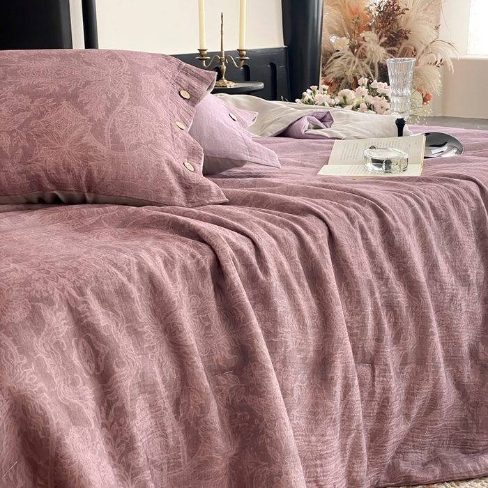 91家纺网 家纺一手货源 找家纺 （总）赫帛 2025新款60支全棉双层纱夏被-鸢尾织物