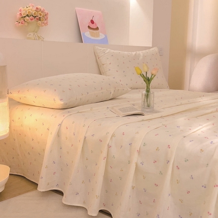 DoDo 兜兜 2025新款全棉纯棉小温暖双层纱系列单床单【可定做尺寸】 五彩樱桃