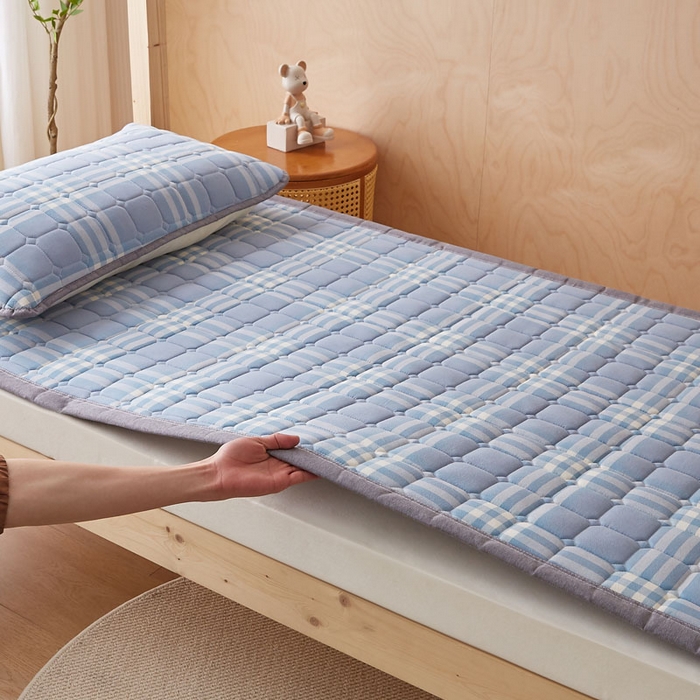 91家纺网 家纺一手货源 找家纺 暖季家纺 2025新款A类水洗棉学生絮叠床护垫 絮叠床护垫-海兰格