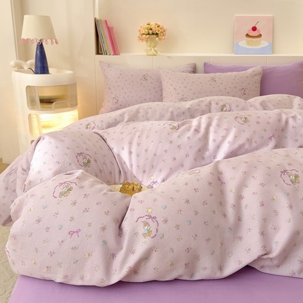 DoDo 兜兜 2025新款全棉纯棉小温暖双层纱系列单被套【可定做尺寸】 蝴蝶兔兔