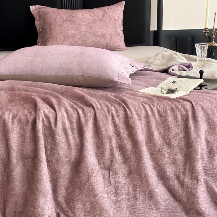 91家纺网 家纺一手货源 找家纺 （总）赫帛 2025新款60支全棉双层纱夏被-鸢尾织物