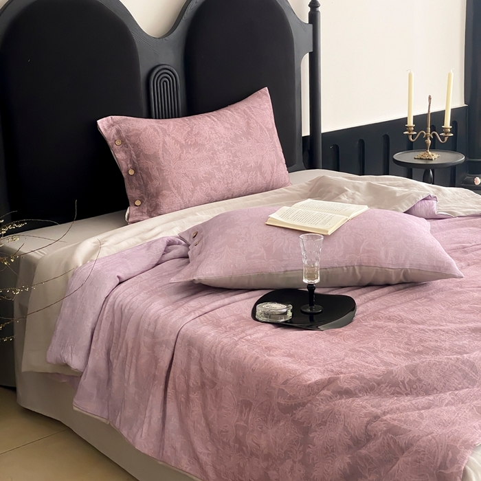 91家纺网 家纺一手货源 找家纺 （总）赫帛 2025新款60支全棉双层纱夏被-鸢尾织物