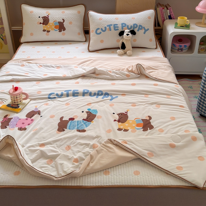 91家纺网 家纺一手货源 找家纺 （总）RYB红黄兰 2025新款A类INS原创大版卡通冰皮锦氨超凉感夏被夏凉被空调被