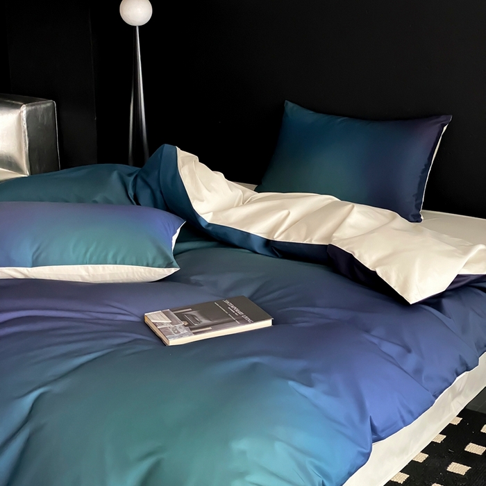 91家纺网 家纺一手货源 找家纺 （总）赫帛 2025新款50s缎纹数码印花长绒棉四件套-只此青绿（风格二）