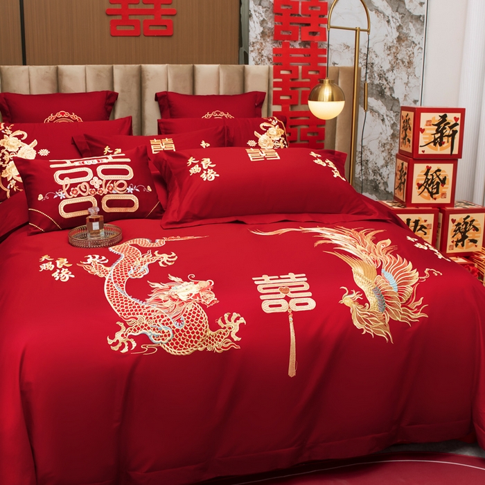 91家纺网 家纺一手货源 找家纺 （总）千禧家纺 2025新款全棉13372婚庆绣花系列