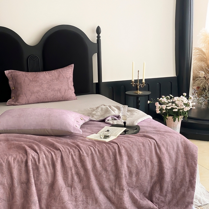 91家纺网 家纺一手货源 找家纺 （总）赫帛 2025新款60支全棉双层纱夏被-鸢尾织物