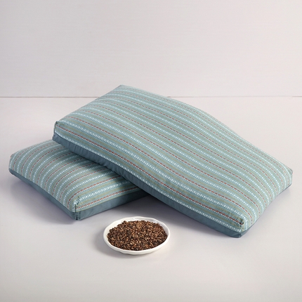 91家纺网 家纺一手货源 找家纺 （总）明星枕业 2025新款3D条纹双拼枕直角荞麦枕全荞麦皮枕芯可拆洗