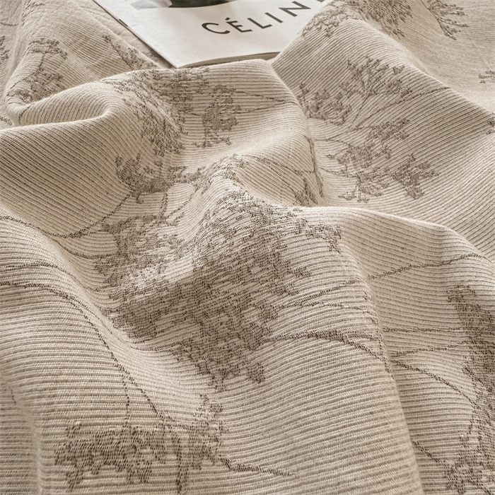 91家纺网 家纺一手货源 找家纺 灰鲸2025新款A类全棉三层纱色织提花系列四件套 初春-咖