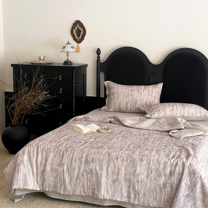 91家纺网 家纺一手货源 找家纺 （总）赫帛 2025新款60支全棉双层纱夏被-云屿沁棕