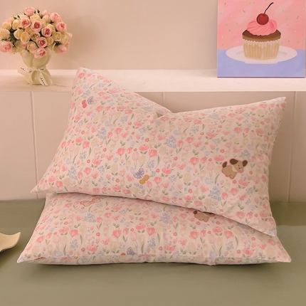 DoDo 兜兜 2025新款全棉纯棉小温暖双层纱系列单枕套【可定做尺寸】 花园小狗