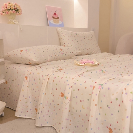 91家纺网 家纺一手货源 找家纺 （总）DoDo 兜兜 2025新款全棉纯棉小温暖双层纱系列单床单【可定做尺寸】