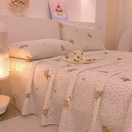 91家纺网 家纺一手货源 找家纺 （总）DoDo 兜兜 2025新款全棉纯棉小温暖双层纱系列单床单【可定做尺寸】