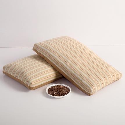 明星枕业 2025新款3D条纹双拼枕直角荞麦枕全荞麦皮枕芯可拆洗 3D双拼卡其35*55cm/个