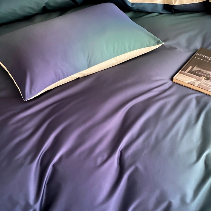 91家纺网 家纺一手货源 找家纺 （总）赫帛 2025新款50s缎纹数码印花长绒棉四件套-只此青绿（风格二）