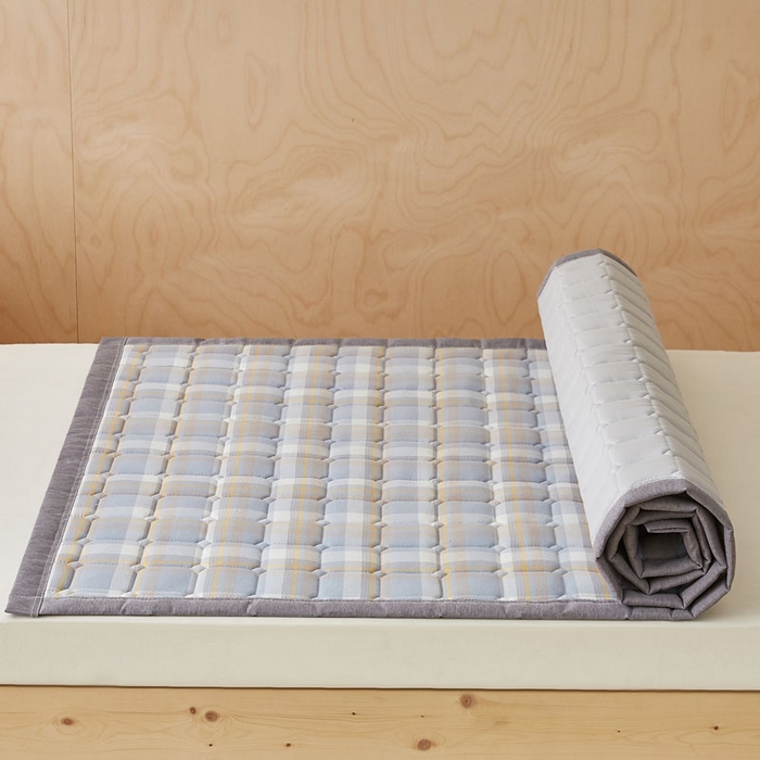 91家纺网 家纺一手货源 找家纺 暖季家纺 2025新款A类水洗棉学生絮叠床护垫 絮叠床护垫-简兮蓝