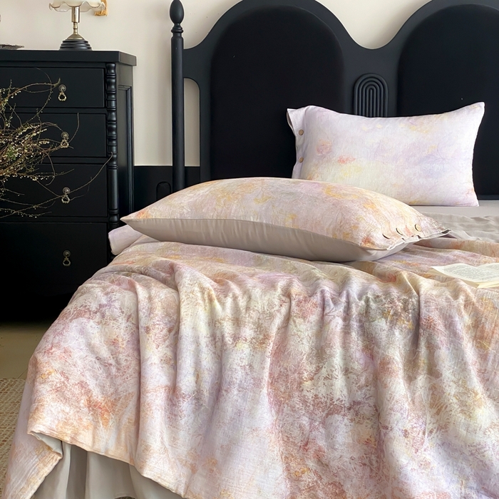 91家纺网 家纺一手货源 找家纺 （总）赫帛 2025新款60支全棉双层纱夏被-暮霭琉璃