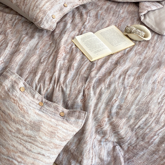 91家纺网 家纺一手货源 找家纺 （总）赫帛 2025新款60支全棉双层纱夏被-云屿沁棕