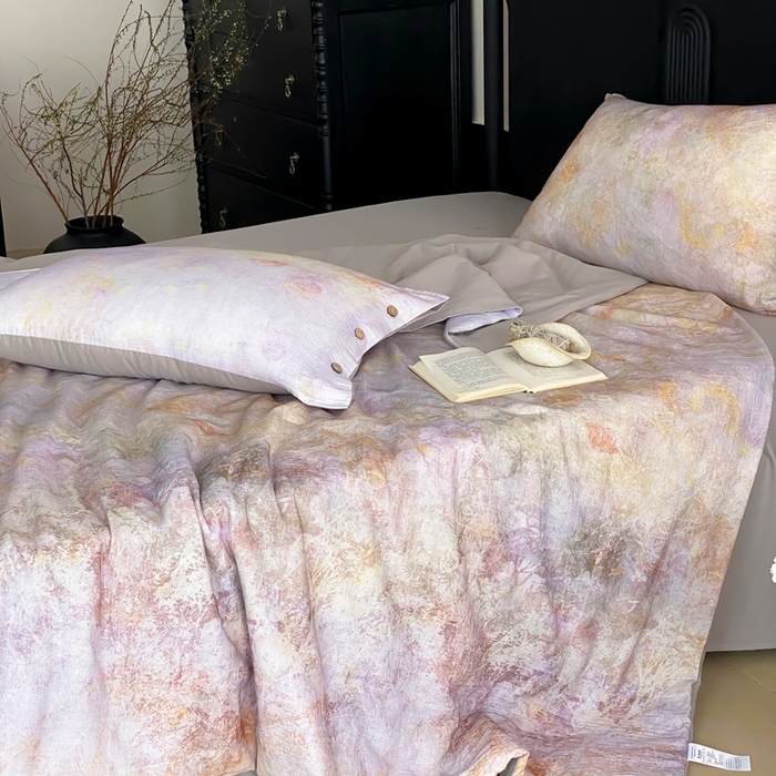 91家纺网 家纺一手货源 找家纺 （总）赫帛 2025新款60支全棉双层纱夏被-暮霭琉璃