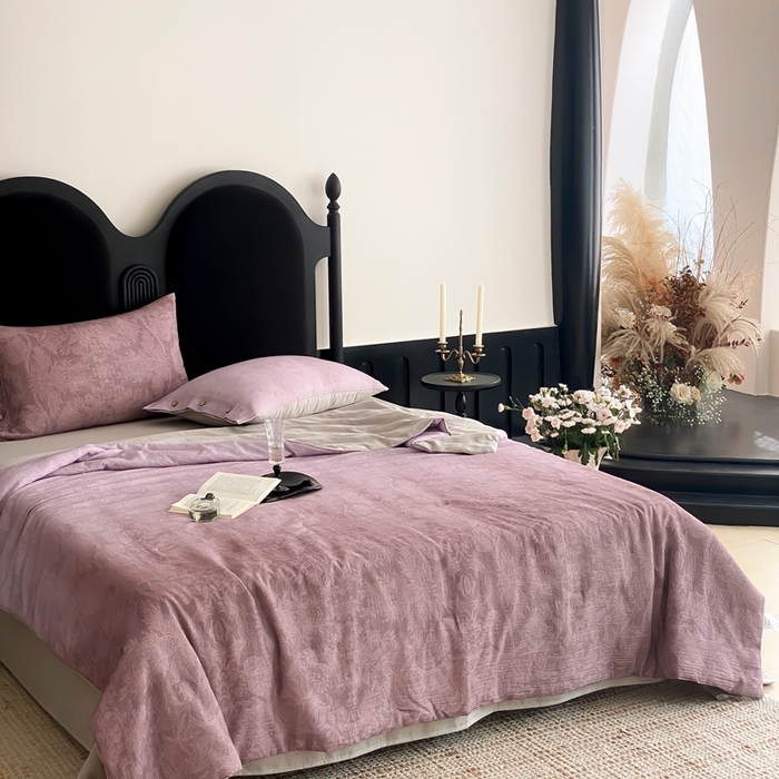 91家纺网 家纺一手货源 找家纺 （总）赫帛 2025新款60支全棉双层纱夏被-鸢尾织物