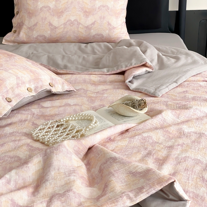 91家纺网 家纺一手货源 找家纺 （总）赫帛 2025新款60支全棉双层纱夏被-云岫霓裳