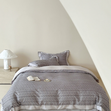 赫帛 2025新款60s数码印花天丝棉四件套-字母F 字母F-紫灰色