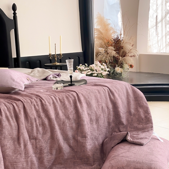 91家纺网 家纺一手货源 找家纺 （总）赫帛 2025新款60支全棉双层纱夏被-鸢尾织物