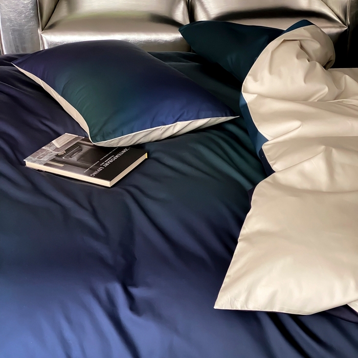 91家纺网 家纺一手货源 找家纺 （总）赫帛 2025新款50s缎纹数码印花长绒棉四件套-只此青绿（风格二）